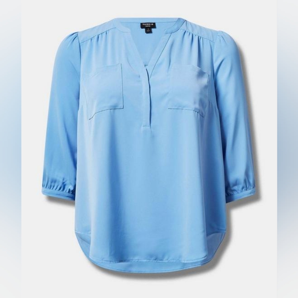 TORRID Harper Studio Crepe De Chine 3/4 Sleeve Blouse, Sz 5X